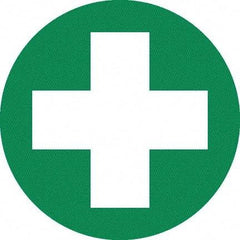 NMC - First Aid Cross Graphic, Hard Hat Label - White on Green, 0.045" Thick, For Certified Operator - Eagle Tool & Supply