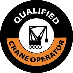 NMC - Qualified Crane Operator, Hard Hat Label - Black/Orange/White, 0.045" Thick, For Accident Prevention - Eagle Tool & Supply