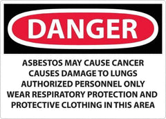 NMC - "Danger - Asbestos May Cause Cancer", 20" Long x 28" Wide, Rigid Plastic Safety Sign - Rectangular, 0.05" Thick, Use for Hazardous Materials - Eagle Tool & Supply