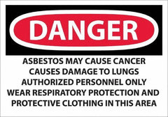 NMC - "Danger - Asbestos May Cause Cancer", 14" Long x 20" Wide, Pressure-Sensitive Vinyl Safety Sign - Rectangular, 0.0045" Thick, Use for Hazardous Materials - Eagle Tool & Supply