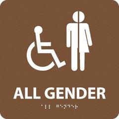 NMC - "All Gender", 8" Long x 8" Wide, Gravoply (Engraved) Safety Sign - Square, 0.25" Thick, Use for Restroom, Janitorial & Housekeeping - Eagle Tool & Supply