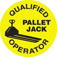 NMC - Qualified Pallet Jack Operator, Hard Hat Label - Black on Yellow, 0.045" Thick, For Accident Prevention - Eagle Tool & Supply