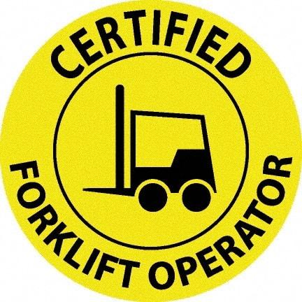 NMC - Certified Forklift Operator, Hard Hat Label - Black on Yellow, 0.045" Thick, For Certified Operator - Eagle Tool & Supply