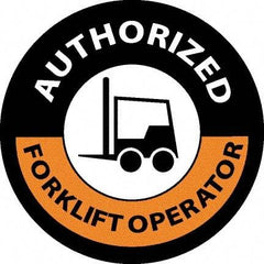 NMC - Authorized Forklift Operator, Hard Hat Label - Black/Orange/White, 0.045" Thick, For Accident Prevention - Eagle Tool & Supply