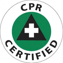 NMC - CPR Certified, Hard Hat Label - Green & Black on White, 0.045" Thick, For Accident Prevention - Eagle Tool & Supply