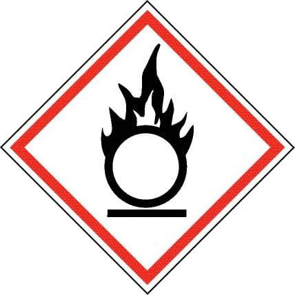 NMC - Hazardous Materials Label, Header: Oxidizer Warning - Legend: GHS - Graphic, English, Black & Red, 4" Long x 4" High, No Coating - Eagle Tool & Supply