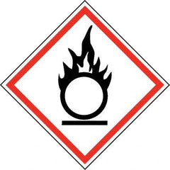 NMC - Hazardous Materials Label, Header: Oxidizer Warning - Legend: GHS - Graphic, English, Black & Red, 4" Long x 4" High, No Coating - Eagle Tool & Supply