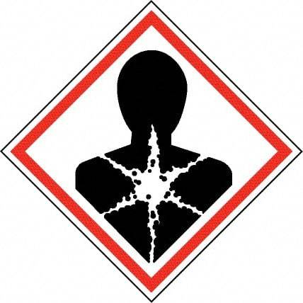 NMC - Hazardous Materials Label, Header: Health Hazard - Legend: GHS - Graphic, English, Black & Red, 4" Long x 4" High, No Coating - Eagle Tool & Supply