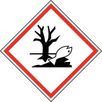 NMC - Hazardous Materials Label, Header: Dangerous for Environment Warning - Legend: GHS - Graphic, English, Black & Red, 4" Long x 4" High, No Coating - Eagle Tool & Supply