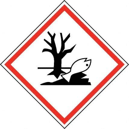 NMC - Hazardous Materials Label, Header: Dangerous for Environment Warning - Legend: GHS - Graphic, English, Black & Red, 2" Long x 2" High, No Coating - Eagle Tool & Supply