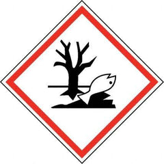 NMC - Hazardous Materials Label, Header: Dangerous for Environment Warning - Legend: GHS - Graphic, English, Black & Red, 2" Long x 2" High, No Coating - Eagle Tool & Supply