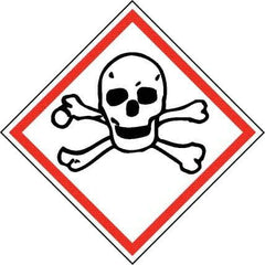 NMC - Hazardous Materials Label, Header: Toxic Warning - Legend: GHS - Graphic, English, Black & Red, 4" Long x 4" High, No Coating - Eagle Tool & Supply