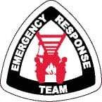 NMC - Emergency Response Team, Hard Hat Label - Diamond, Black & Red on White, 0.004" Thick, Indoor or Outdoor, Adhesive Backed, For Accident Prevention - Eagle Tool & Supply