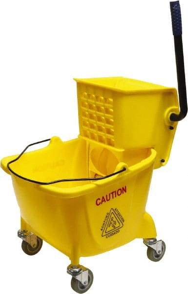 O-Cedar - 26 Qt Plastic Bucket & Wringer - 22" Long x 33" High x 14" Wide, Yellow - Eagle Tool & Supply