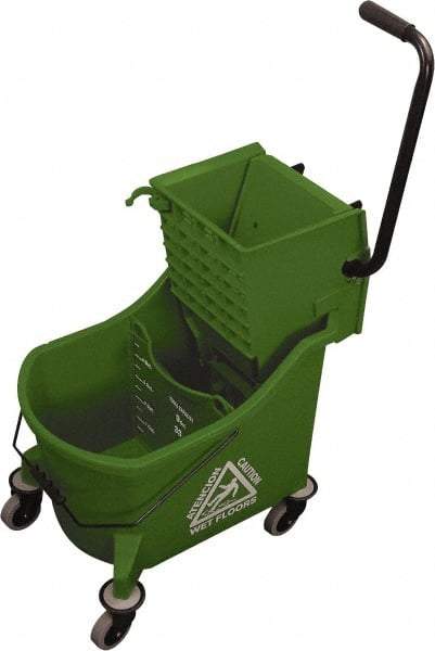 O-Cedar - 36 Qt Plastic Bucket & Wringer - 23" Long x 38" High x 14" Wide, Green - Eagle Tool & Supply