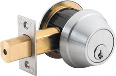 Stanley - 1-3/8 to 2" Door Thickness, Bright Brass Finish, Occupancy Indicator Deadbolt - Nonhanded Handling, Push in Lever Override, Keyless Cylinder - Eagle Tool & Supply