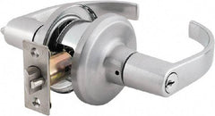 Stanley - Grade 2 Storeroom Lever Lockset - 2-3/8 & 2-3/4" Back Set, Brass Alloy, Satin Chrome Finish - Eagle Tool & Supply