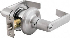 Stanley - Grade 2 Storeroom Lever Lockset - 2-3/8 & 2-3/4" Back Set, Brass Alloy, Satin Chrome Finish - Eagle Tool & Supply