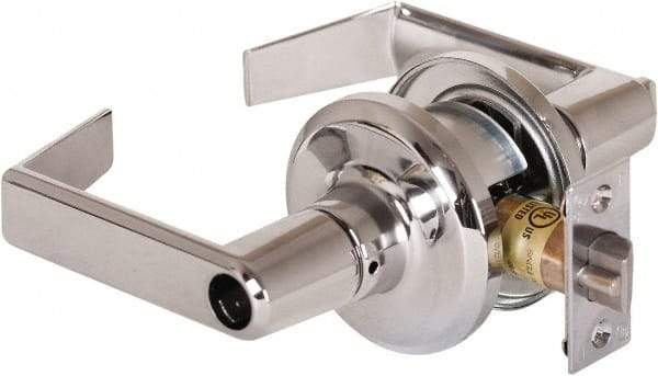 Stanley - Grade 2 Office Lever Lockset - 2-3/8 & 2-3/4" Back Set, Brass Alloy, Bright Chrome Finish - Eagle Tool & Supply