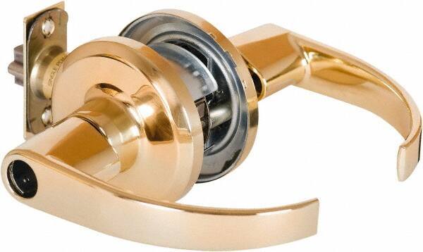 Stanley - Grade 2 Office Lever Lockset - 2-3/8 & 2-3/4" Back Set, Brass Alloy, Bright Brass Finish - Eagle Tool & Supply