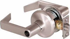 Stanley - Grade 2 Office Lever Lockset - 2-3/8 & 2-3/4" Back Set, Brass Alloy, Satin Nickel Finish - Eagle Tool & Supply