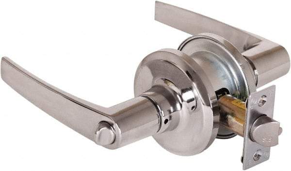 Stanley - Grade 2 Office Lever Lockset - 2-3/8 & 2-3/4" Back Set, Brass Alloy, Satin Chrome Finish - Eagle Tool & Supply