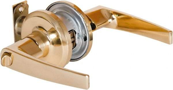 Stanley - Grade 2 Office Lever Lockset - 2-3/8 & 2-3/4" Back Set, Brass Alloy, Bright Brass Finish - Eagle Tool & Supply