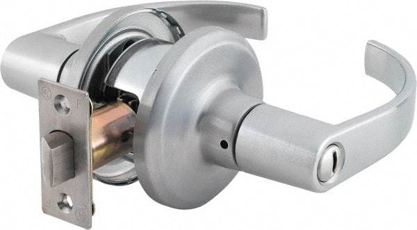 Stanley - Grade 2 Privacy Lever Lockset - 2-3/8 & 2-3/4" Back Set, Keyless Cylinder, Brass Alloy, Satin Chrome Finish - Eagle Tool & Supply