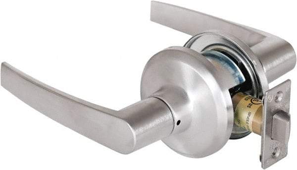 Stanley - Grade 2 Passage Lever Lockset - 2-3/8 & 2-3/4" Back Set, Keyless Cylinder, Brass Alloy, Satin Chrome Finish - Eagle Tool & Supply