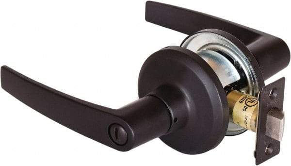 Stanley - Grade 2 Privacy Lever Lockset - 2-3/8 & 2-3/4" Back Set, Keyless Cylinder, Brass Alloy, Oil Rubbed Bronze Finish - Eagle Tool & Supply