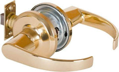 Stanley - Grade 2 Passage Lever Lockset - 2-3/8 & 2-3/4" Back Set, Keyless Cylinder, Brass Alloy, Bright Brass Finish - Eagle Tool & Supply