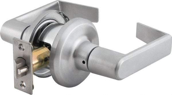 Stanley - Grade 2 Passage Lever Lockset - 2-3/8 & 2-3/4" Back Set, Keyless Cylinder, Brass Alloy, Satin Chrome Finish - Eagle Tool & Supply