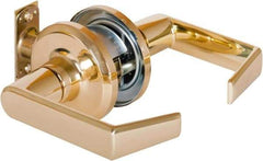 Stanley - Grade 2 Passage Lever Lockset - 2-3/8 & 2-3/4" Back Set, Keyless Cylinder, Brass Alloy, Bright Brass Finish - Eagle Tool & Supply