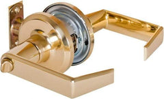 Stanley - Grade 2 Privacy Lever Lockset - 2-3/8 & 2-3/4" Back Set, Keyless Cylinder, Brass Alloy, Bright Brass Finish - Eagle Tool & Supply