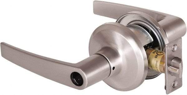 Stanley - Grade 2 Office Lever Lockset - 2-3/8 & 2-3/4" Back Set, Brass Alloy, Satin Nickel Finish - Eagle Tool & Supply