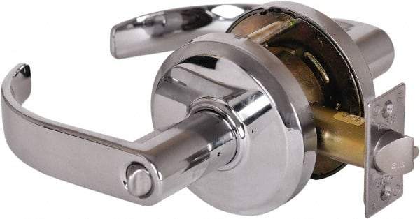 Stanley - Grade 2 Entrance Lever Lockset - 2-3/4" Back Set, Key In Lever Cylinder, Brass Alloy, Bright Chrome Finish - Eagle Tool & Supply