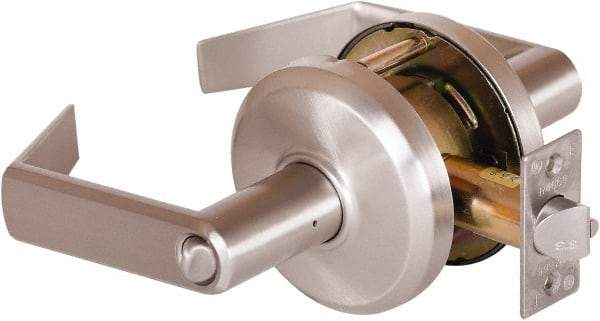 Stanley - Grade 2 Entrance Lever Lockset - 2-3/4" Back Set, Key In Lever Cylinder, Brass Alloy, Nickel Finish - Eagle Tool & Supply