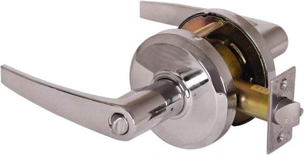 Stanley - Grade 2 Entrance Lever Lockset - 2-3/4" Back Set, Key In Lever Cylinder, Brass Alloy, Bright Chrome Finish - Eagle Tool & Supply