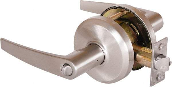 Stanley - Grade 2 Entrance Lever Lockset - 2-3/4" Back Set, Key In Lever Cylinder, Brass Alloy, Nickel Finish - Eagle Tool & Supply