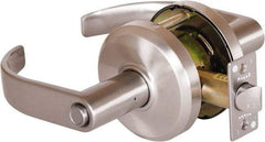 Stanley - Grade 2 Privacy Lever Lockset - 2-3/4" Back Set, Keyless Cylinder, Brass Alloy, Nickel Finish - Eagle Tool & Supply