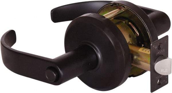 Stanley - Grade 2 Privacy Lever Lockset - 2-3/4" Back Set, Keyless Cylinder, Brass Alloy, Oil Rubbed Bronze Finish - Eagle Tool & Supply