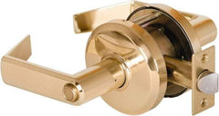 Stanley - Grade 2 Privacy Lever Lockset - 2-3/4" Back Set, Keyless Cylinder, Brass Alloy, Bright Brass Finish - Eagle Tool & Supply