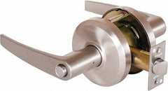 Stanley - Grade 2 Privacy Lever Lockset - 2-3/4" Back Set, Keyless Cylinder, Brass Alloy, Nickel Finish - Eagle Tool & Supply