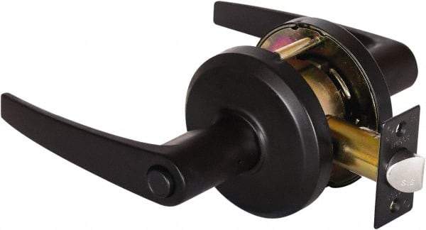 Stanley - Grade 2 Privacy Lever Lockset - 2-3/4" Back Set, Keyless Cylinder, Brass Alloy, Oil Rubbed Bronze Finish - Eagle Tool & Supply