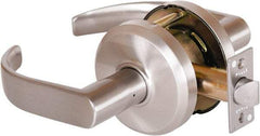 Stanley - Grade 2 Passage Lever Lockset - 2-3/4" Back Set, Keyless Cylinder, Brass Alloy, Nickel Finish - Eagle Tool & Supply