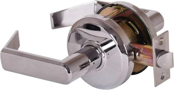 Stanley - Grade 2 Passage Lever Lockset - 2-3/4" Back Set, Keyless Cylinder, Brass Alloy, Bright Chrome Finish - Eagle Tool & Supply