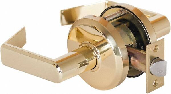 Stanley - Grade 2 Passage Lever Lockset - 2-3/4" Back Set, Keyless Cylinder, Brass Alloy, Bright Brass Finish - Eagle Tool & Supply