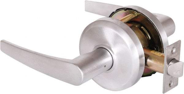 Stanley - Grade 2 Passage Lever Lockset - 2-3/4" Back Set, Keyless Cylinder, Brass Alloy, Satin Chrome Finish - Eagle Tool & Supply