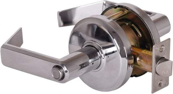 Stanley - Grade 2 Privacy Lever Lockset - 2-3/4" Back Set, Keyless Cylinder, Brass Alloy, Bright Chrome Finish - Eagle Tool & Supply