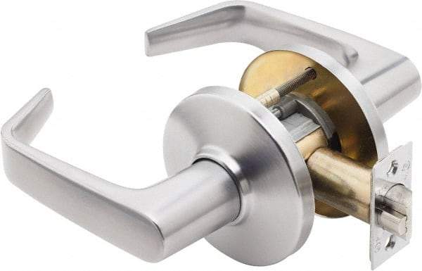 Best - Grade 1 Entrance Lever Lockset - 2-3/4" Back Set, Key In Lever Cylinder, Brass Alloy, Satin Chrome Finish - Eagle Tool & Supply